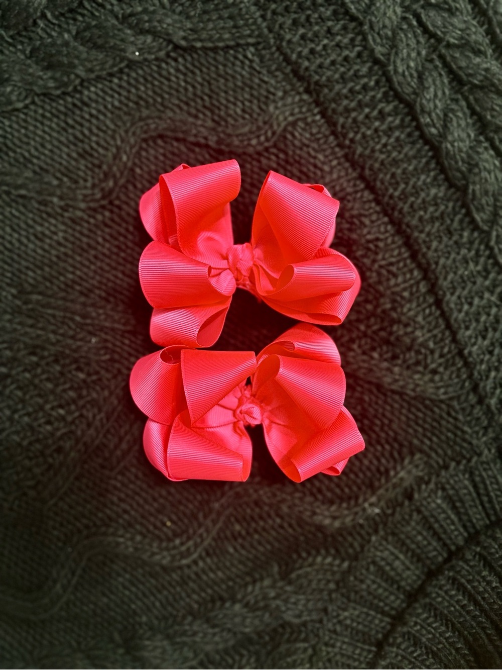 Bright Pink Kids Piggie Hair Bows - Set of 2